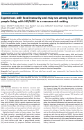 Cover page: Experiences with food insecurity and risky sex among low-income people living with HIV/AIDS in a resource-rich setting.