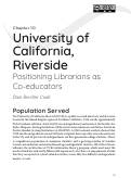 Cover page: University of California, Riverside: Positioning Librarians as Co-Educators