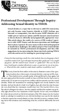 Cover page: Professional Development Through Inquiry: Addressing Sexual Identity in TESOL