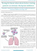 Cover page: Testing for latent tuberculosis before starting patients on immune checkpoint inhibitors