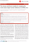 Cover page: The mouse and ferret models for studying the novel avian-origin human influenza A (H7N9) virus