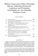 Cover page: Habitat Conservation Plans: Protecting Species, Enhancing Democratic Legitimacy and Promoting Stewardship are Not Mutually Exclusive Goals