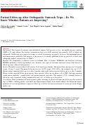 Cover page: Patient Follow-up After Orthopaedic Outreach Trips - Do We Know Whether Patients are Improving?