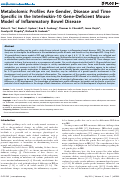 Cover page: Metabolomic Profiles Are Gender, Disease and Time Specific in the Interleukin-10 Gene-Deficient Mouse Model of Inflammatory Bowel Disease