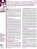 Cover page of Theoretical Perspectives, Research Findings, and Classroom Implications of the Learning Styles of American Indian and Alaska Native Students