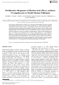 Cover page: Proliferative Responses of Harbor Seal (Phoca vitulina) T Lymphocytes to Model Marine Pollutants