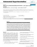 Cover page: Welcome to Automated Experimentation: a new open access journal