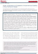 Cover page: Impact of Depression on Progression of Impairment and Disability in Early Parkinson's Disease.