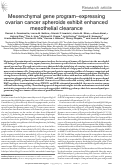 Cover page: Mesenchymal gene program-expressing ovarian cancer spheroids exhibit enhanced mesothelial clearance.