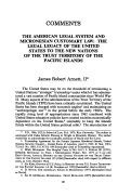 Cover page: The American Legal System and Micronesian Customary Law: The Legal Legacy of the United States to the New Nations of the Trust Territory of the Pacific Islands