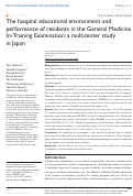 Cover page: The hospital educational environment and performance of residents in the General Medicine In-Training Examination: a multicenter study in Japan