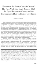 Cover page: “Protection for Every Class of Citizens”: The New York City Draft Riots of 1863, the Equal Protection Clause, and the Government’s Duty to Protect Civil Rights