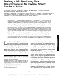 Cover page: Deriving a GPS Monitoring Time Recommendation for Physical Activity Studies of Adults