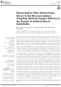 Cover page: Resuscitation After Hemorrhagic Shock in the Microcirculation: Targeting Optimal Oxygen Delivery in the Design of Artificial Blood Substitutes