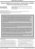 Cover page: Human Papillomavirus Awareness, Vaccine Status, and Risk Factors in Female Emergency Patients