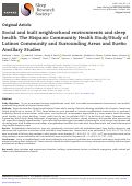 Cover page: Social and built neighborhood environments and sleep health: The Hispanic Community Health Study/Study of Latinos Community and Surrounding Areas and Sueño Ancillary Studies.