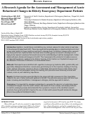 Cover page: A Research Agenda for the Assessment and Management of Acute Behavioral Changes in Elderly Emergency Department Patients