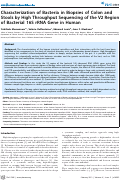 Cover page: Characterization of Bacteria in Biopsies of Colon and Stools by High Throughput Sequencing of the V2 Region of Bacterial 16S rRNA Gene in Human