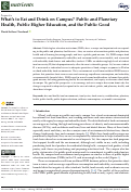 Cover page: What’s to Eat and Drink on Campus? Public and Planetary Health, Public Higher Education, and the Public Good