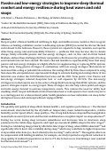 Cover page of Passive and low-energy strategies to improve sleep thermal comfort and energy resilience during heat waves and cold snaps