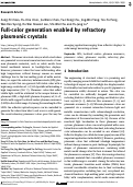 Cover page: Full-color generation enabled by refractory plasmonic crystals.