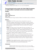 Cover page: The Psychological and Economic Toll of the COVID-19 Pandemic on Latina Mothers in Primarily Low-Income Essential Worker Families