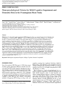 Cover page: Neuropsychological Criteria for Mild Cognitive Impairment and Dementia Risk in the Framingham Heart Study.