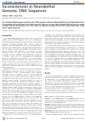 Cover page: Inconsistencies in Neanderthal Genomic DNA Sequences