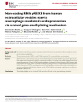 Cover page: Non-coding RNA yREX3 from human extracellular vesicles exerts macrophage-mediated cardioprotection via a novel gene-methylating mechanism.