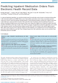 Cover page: Predicting Inpatient Medication Orders From Electronic Health Record Data