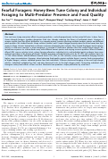 Cover page: Fearful Foragers: Honey Bees Tune Colony and Individual Foraging to Multi-Predator Presence and Food Quality