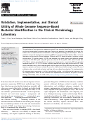 Cover page: Validation, Implementation, and Clinical Utility of Whole Genome Sequence-Based Bacterial Identification in the Clinical Microbiology Laboratory.