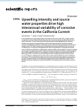 Cover page: Upwelling intensity and source water properties drive high interannual variability of corrosive events in the California Current.