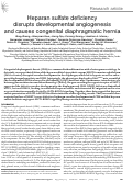 Cover page: Heparan sulfate deficiency disrupts developmental angiogenesis and causes congenital diaphragmatic hernia