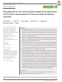 Cover page: Emerging risks of non‐native species escapes from aquaculture: Call for policy improvements in China and other developing countries