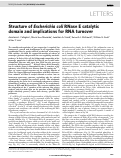 Cover page: Structure of Escherichia coli RNase E catalytic domain and implications for RNA turnover