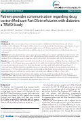 Cover page: Patient-provider communication regarding drug costsin Medicare Part D beneficiaries with diabetes: a TRIAD Study