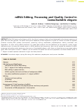 Cover page: mRNA Editing, Processing and Quality Control in Caenorhabditis elegans.