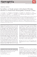 Cover page: Surveillance of female patients with inherited bleeding disorders in United States Haemophilia Treatment Centres