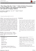 Cover page: ‘What Brings Him Here Today?’: Medical Problem Presentation Involving Children with Autism Spectrum Disorders and Typically Developing Children