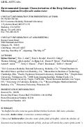 Cover page: Environmental Genomic Characterization of a Deep subsurface Microorganism Desulforudis audaxviator