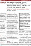 Cover page: Effectiveness, utilisation and cost associated with implantable loop recorders versus external monitors after ischaemic or cryptogenic stroke.