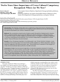 Cover page: Twelve Years Since Importance of Cross-Cultural Competency Recognized: Where Are We Now?