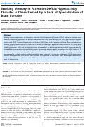 Cover page: Working Memory in Attention Deficit/Hyperactivity Disorder is Characterized by a Lack of Specialization of Brain Function