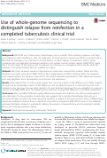 Cover page: Use of whole-genome sequencing to distinguish relapse from reinfection in a completed tuberculosis clinical trial