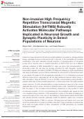 Cover page: Non-invasive High Frequency Repetitive Transcranial Magnetic Stimulation (hfrTMS) Robustly Activates Molecular Pathways Implicated in Neuronal Growth and Synaptic Plasticity in Select Populations of Neurons