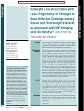 Cover page: Is Weight Loss Associated with Less Progression of Changes in Knee Articular Cartilage among Obese and Overweight Patients as Assessed with MR Imaging over 48 Months? Data from the Osteoarthritis Initiative