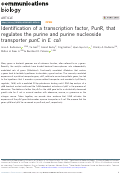 Cover page: Identification of a transcription factor, PunR, that regulates the purine and purine nucleoside transporter punC in E. coli.