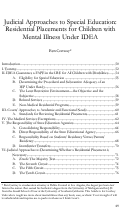 Cover page: Judicial Approaches to Special Education: Residential Placements for Children with Mental Illness Under IDEA