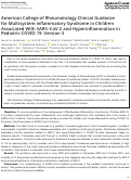 Cover page: American College of Rheumatology Clinical Guidance for Multisystem Inflammatory Syndrome in Children Associated With SARS–CoV‐2 and Hyperinflammation in Pediatric COVID‐19: Version 3